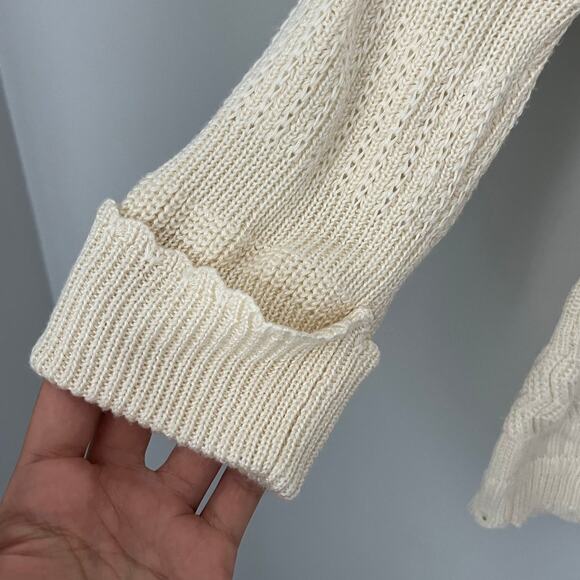 VTG Knit Sweater Pullover Cottagecore Coastal Nancy Meyers Scallop Petite Medium - Picture 5 of 9